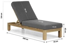 Santika Furniture Santika Arlington Lounger Met Antraciet Kussen Teak Old Teak Greywash