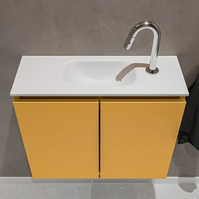 Mondiaz Ture 60cm toiletmeubel ocher met wastafel talc midden 1 kraangat
