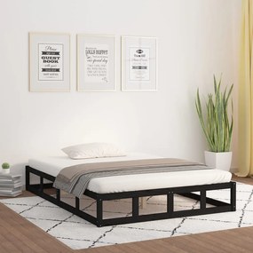 vidaXL Bedframe massief hout zwart 160x200 cm