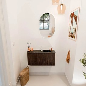 Mondiaz Joya DLux 80cm toiletmeubel ronding links walnut met wastafel faye rechts 1 kraangat lava