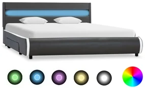 vidaXL Bedframe met LED kunstleer antraciet 160x200 cm