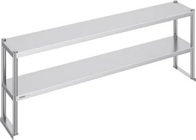 VEVOR Dubbele bovenkast, bovenkast met dubbele bovenlaag van roestvrij staal, 305 x 1829 mm, bovenkast met dubbele bovenlaag, in hoogte verstelbare bovenkast, voorbereidingstafel voor keuken, restaurant en werkplaats