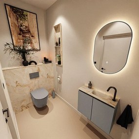 MONDIAZ TURE-DLUX 60cm toiletmeubel Smoke. EDEN wastafel Frappe positie rechts. Met 1 kraangat. TUREDX60SMOR1FRA