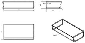 Sapho Industrial wastafel frame mat zwart 90cm