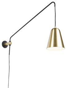 Retro wandlamp goud/messing met kap - Demi Retro E27 Binnenverlichting Lamp