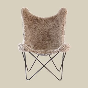 Vlinderstoel Taupe Bont