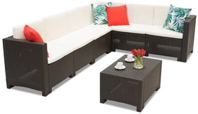 Colorado Hoek 6 bruin Bica technorattan hoek met tafel