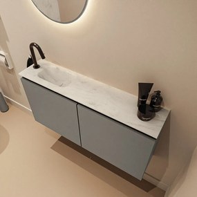 Mondiaz Ture DLux toiletmeubel 100cm smoke met wastafel opalo links met kraangat