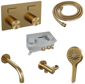 Brauer Stripe inbouw badkraan met drukknoppen en 3 standen handdouche messing geborsteld PVD