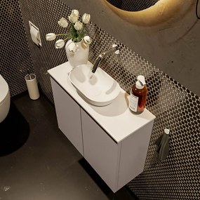 Mondiaz Fowy toiletmeubel 60cm smoke met witte waskom midden zonder kraangat