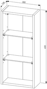 Comad Leonardo FSC open kolomkast 30x14.6x65cm grijs