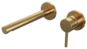 Brauer Gold Edition Wastafelmengkraan inbouw - rechte uitloop links - hendel lang smal - model A 1 - PVD - geborsteld goud 5-GG-004-S2-65