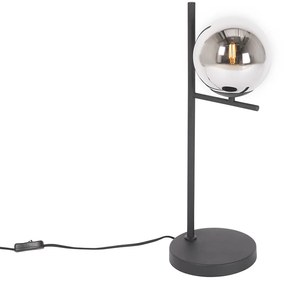 Art Deco tafellamp zwart en smoke glas - Flore Design E14 bol / globe / rond Binnenverlichting Lamp