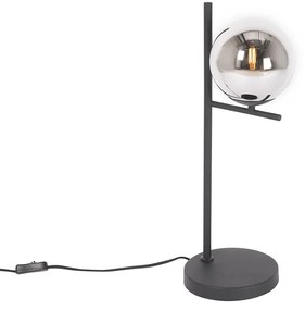 Art Deco tafellamp zwart en smoke glas - Flore