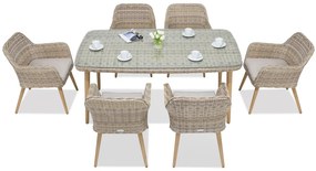 Exclusieve dining tuinset van kunststof rotan Córdoba zandkleur voor 6 personen Garden Point