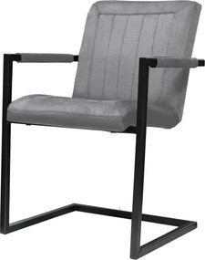 Eetkamerstoel - Lara met leuning - stof Element grijs 03