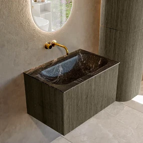 Mondiaz Kurve-dlux 70cm badmeubel shadow met 1 lade en wastafel big small midden zonder kraangat lava