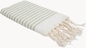 Katoenen hammamdoek Hossegor met streeppatroon en franjes