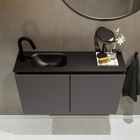Mondiaz Ture 80cm toiletmeubel dark grey met wastafel urban links 1 kraangat