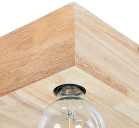Landelijke plafondlamp natuurlijk hout 4-lichts - Bloc Landelijk E27 vierkant Binnenverlichting Lamp
