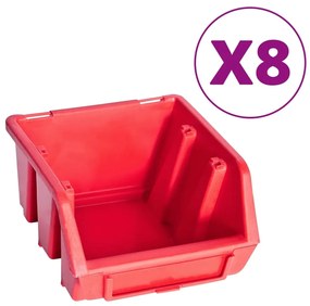 vidaXL 39-delige Opslagbakkenset met wandpanelen rood en zwart