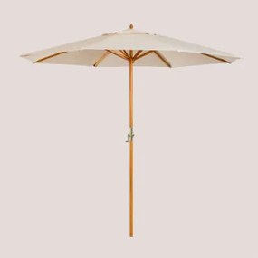 Parasol Ø290 Cm In Stof En Hout Cretas Naakt Beige - Sklum