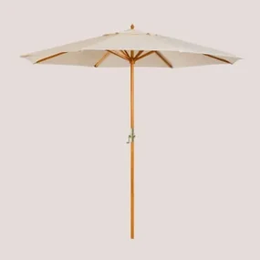 Parasol Ø290 Cm In Stof En Hout Cretas Naakt Beige - Sklum
