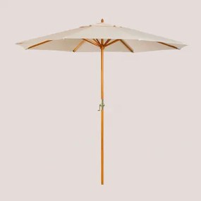 Parasol Ø290 Cm Van Stof En Hout Cretas Naakt Beige - Sklum