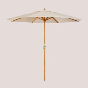 Houten en stoffen parasol (Ø290 cm) Cretas Naakt beige - Sklum