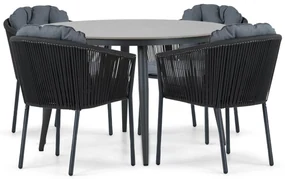 Tuinset Ronde Tuintafel 4 personen 120 cm Aluminium/rope Grijs Santika Furniture Santika