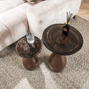 Ronde Bijzettafel Koperbruin Glas Middel - 40 X 40cm.