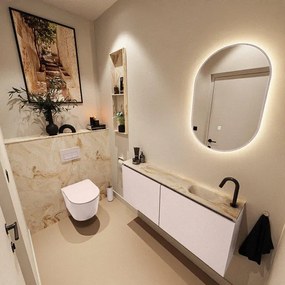 MONDIAZ TURE-DLUX 120cm toiletmeubel Rosee. EDEN wastafel Frappe positie rechts. Met 1 kraangat. TUREDX120ROSR1FRA