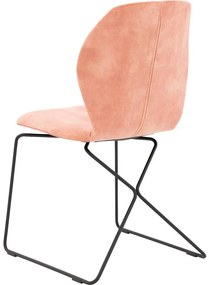 Goossens Excellent Eetkamerstoel Manzini roze velvet stof leuning, modern design