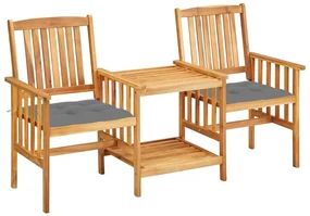 vidaXL Tuinstoelen met tafeltje en kussens massief acaciahout