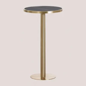 Ronde Hoge Bartafel In Steengoed (ø60 Cm) Manhattan Zwart & Goud Champagne - Sklum