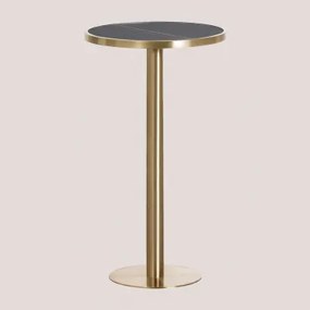 Ronde Hoge Bartafel Ø60 Cm In Manhattan Gres Zwart & Goud Champagne - Sklum
