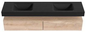 Zaro Alan badmeubel 190cm washed oak 2 lades met vrijhangende wastafel cloud dubbel zonder kraangat urban