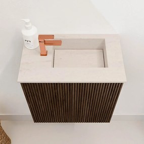 Mondiaz Joya DLux 40cm toiletmeubel walnut met wastafel faye rechts 1 kraangat meli
