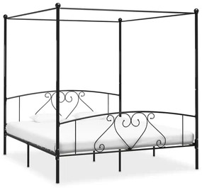 vidaXL Hemelbedframe metaal zwart 180x200 cm