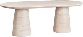 Ovale Tuin Tafel 220x95 Cm In Cement Noemi Look Travertino - Sklum