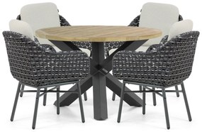 Tuinset 4 personen 120 cm Aluminium/wicker Grijs Santika Furniture Santika
