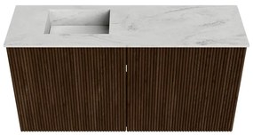 Mondiaz Joya DLux 80cm toiletmeubel walnut met wastafel faye links zonder kraangat opalo