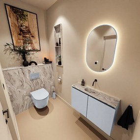 Mondiaz Ture DLux toiletmeubel 80cm clay met wastafel glace midden zonder kraangat