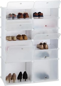 Schoenenrek kunststof XXL - 12 vakken - schoenenkast - DIY vakkenkast - groot wit