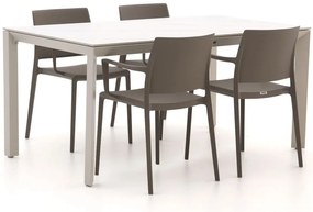 + 10% kassakorting | Diningset Forza | 4 personen sintered stone | Tuinset stapelbaar | 5-delig | Kees Smit Tuinmeubelen