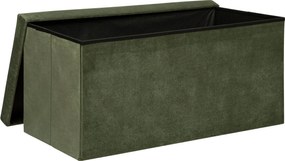Atmosphera Lilou Poef 76x38x38 cm– Opvouwbaar – Fluweel Dennengroen – 120L opbergruimte