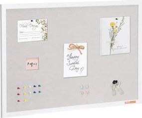 VEVOR 36"x24" Wit Kurkbord met Linnen Oppervlak - Stijlvol Wandgemonteerd Prikbord voor Thuis, School, Kantoor - Elegant en Functioneel Prikbord