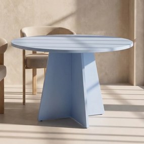 Ronde Eettafel Met Kruisvoet Blauw - 110 X 110cm.