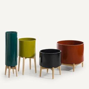 Bloempot op poot in hevea, H42cm, Florian