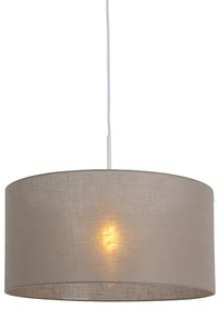 Stoffen Eettafel / Eetkamer Landelijke hanglamp wit met taupe kap 50 cm - Combi 1 Modern E27 rond Binnenverlichting Lamp